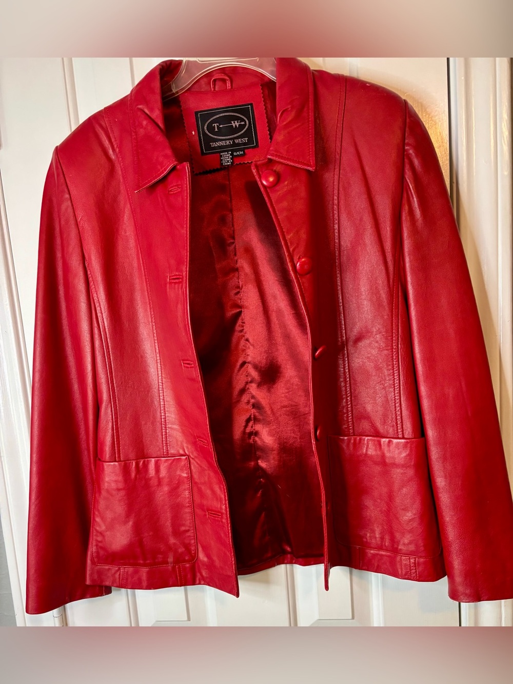 Tannery West Red Leather Button-Front Jacket
